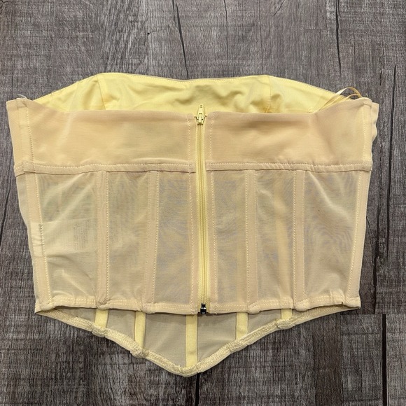 Edikted Yellow Strapless Corset Bustier Crop Top Small Mesh Boned NWT Y2K Sexy - Picture 8 of 8